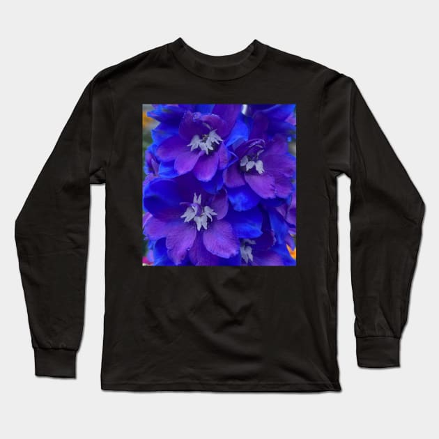 Outrageous Neon Blue Delphinium Long Sleeve T-Shirt by Photomersion